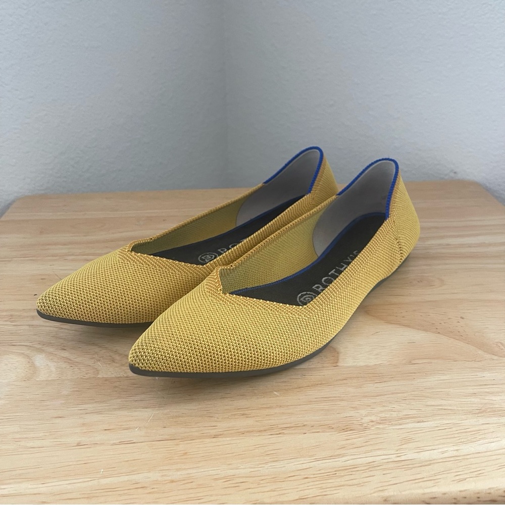 Rothys Yellow Slip On Pointed Toe Flats Shoes - image 1